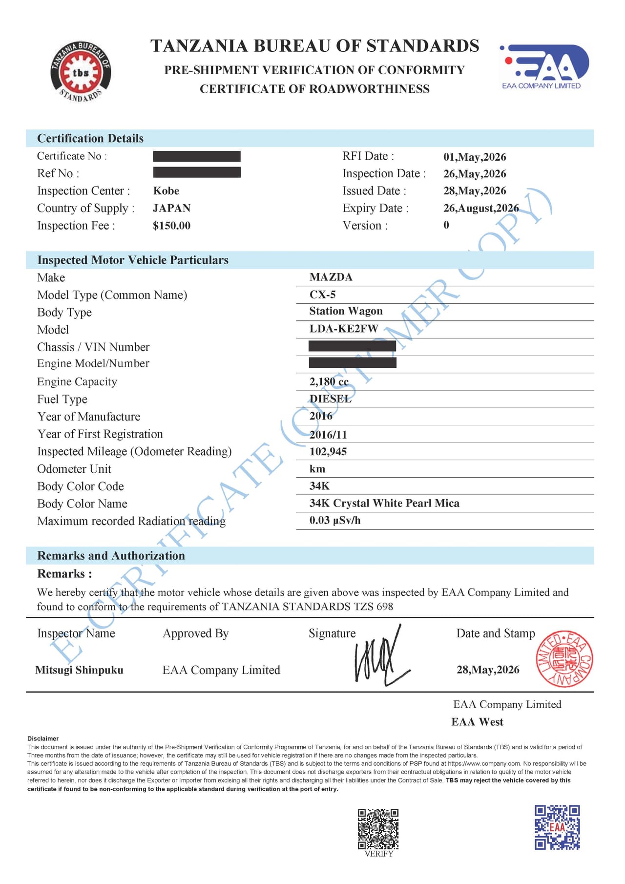 Example: Tanzania (EAA / TBS)